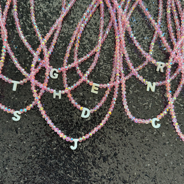 Pink Sparkling Initial Choker Beads