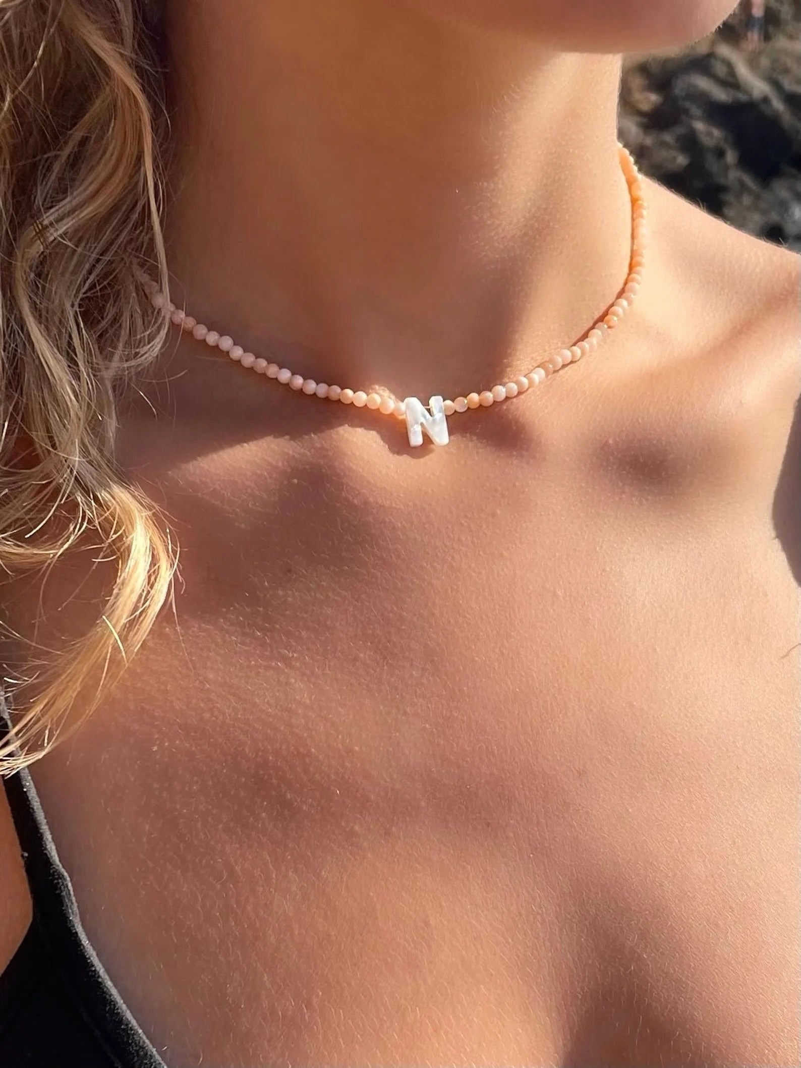 Bubblegum Beads Initial Choker '18k Gold Plated'