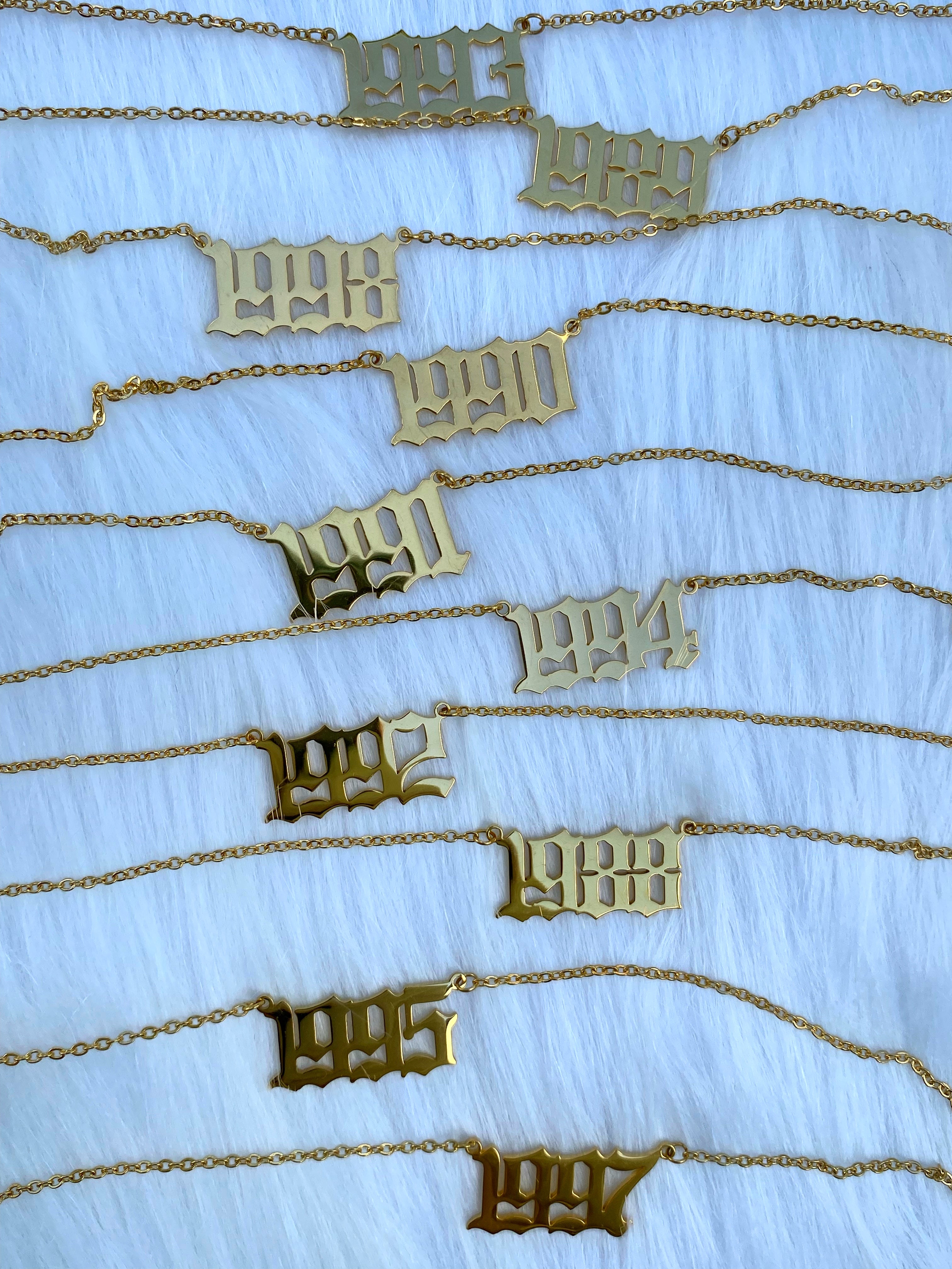 What's My Age Again? '18k Gold Plated Custom Year Necklace'