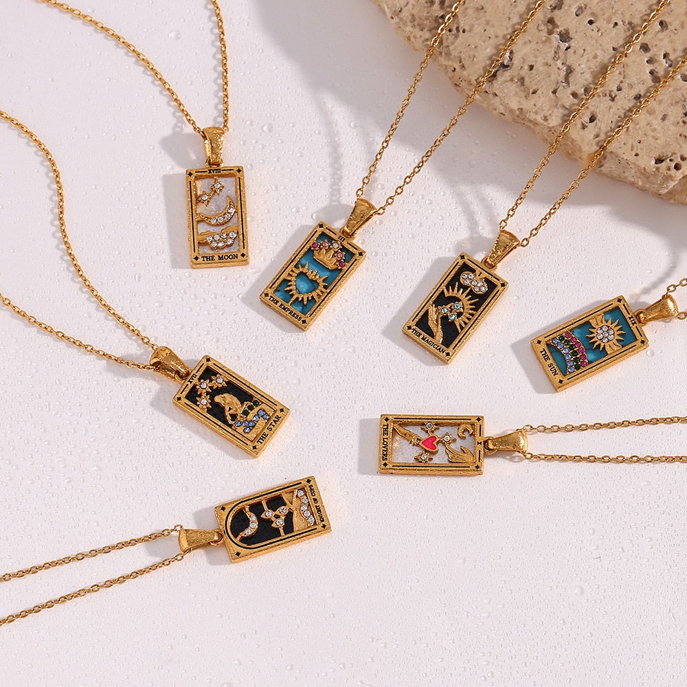 Colorful Tarot Cards Symbolic Necklaces