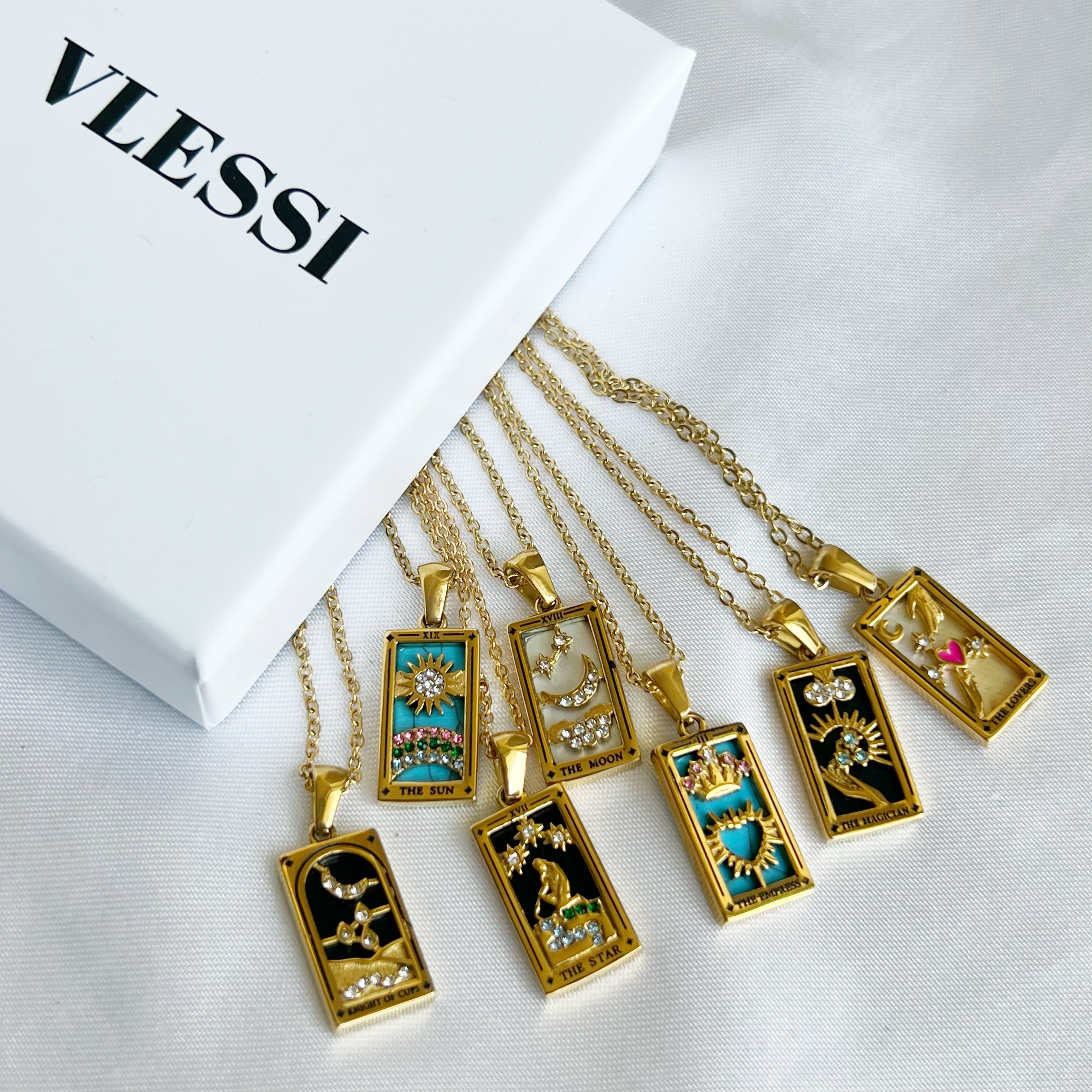 Colorful Tarot Cards Symbolic Necklaces